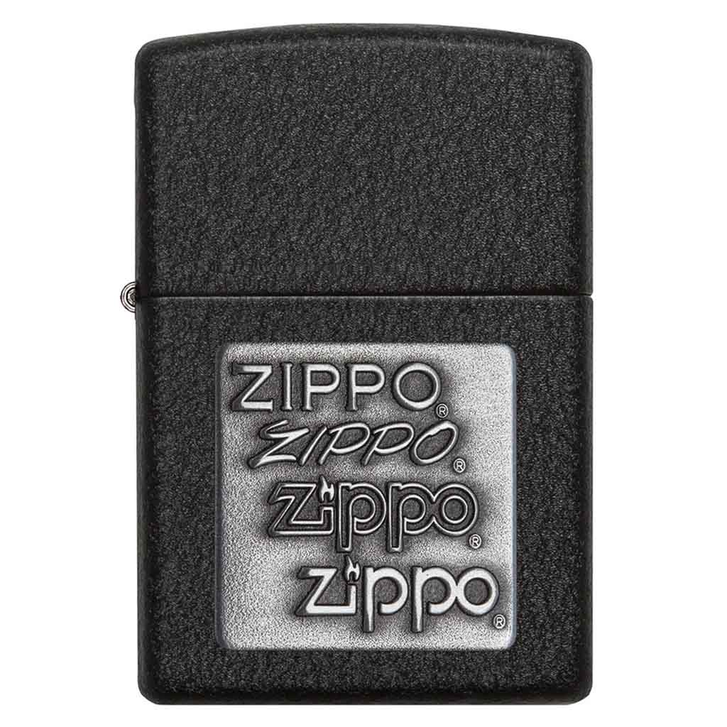 Encendedor Zippo Lighter Black Crackle Silver Logo Negro