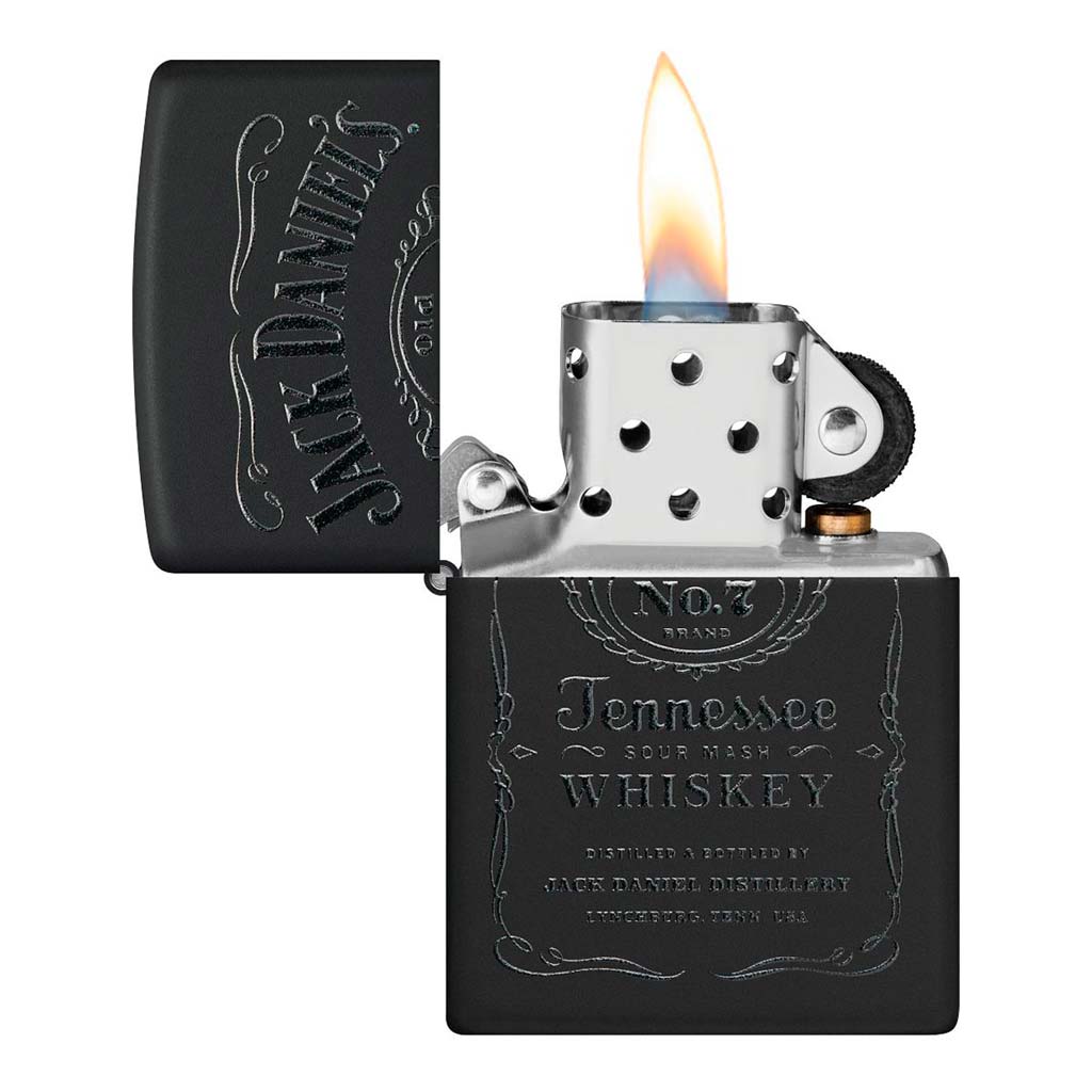 Set Zippo Jack Daniel's Encendedor Negro + Pouch Cuero