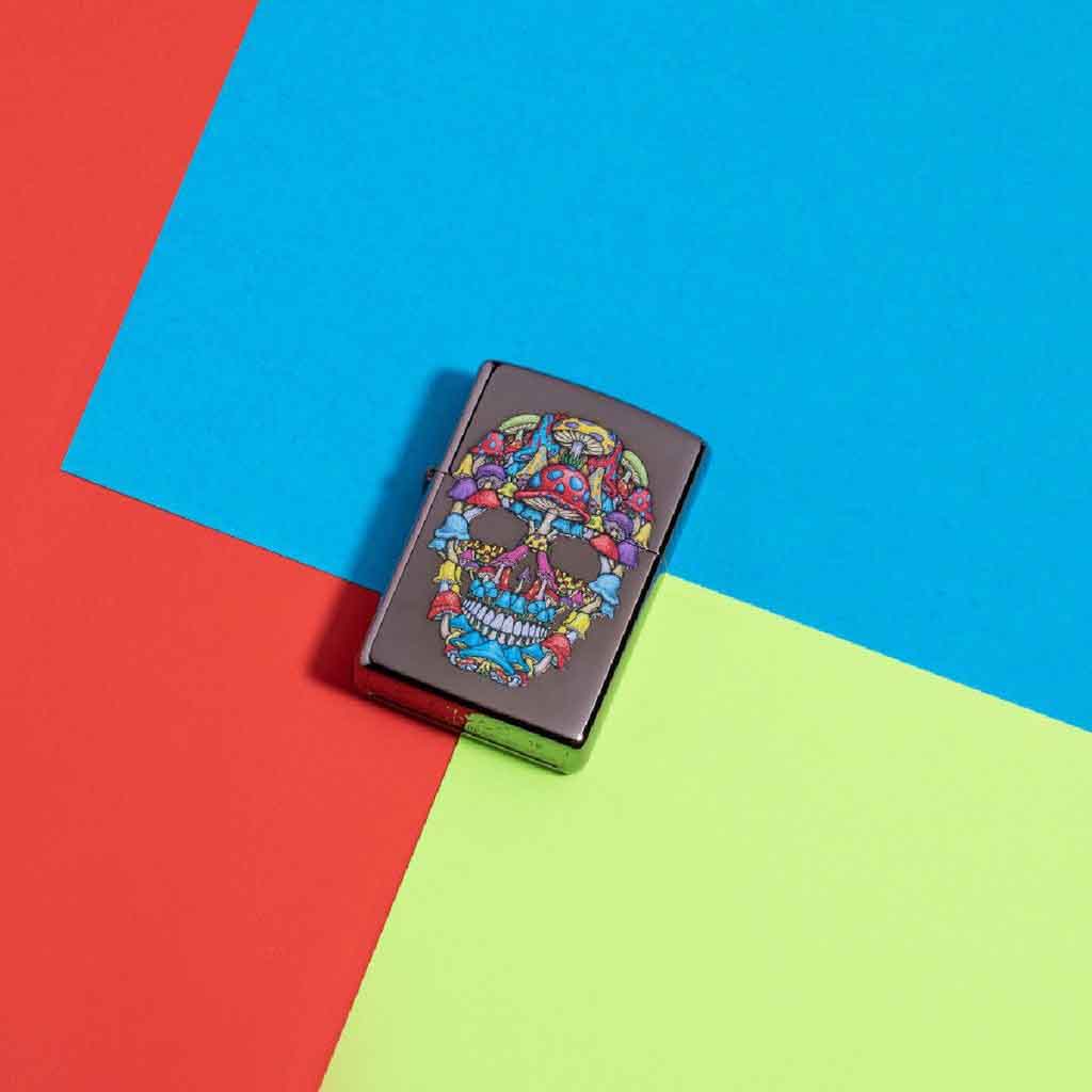 Encendedor Zippo Lighter Mushroom Skull Design