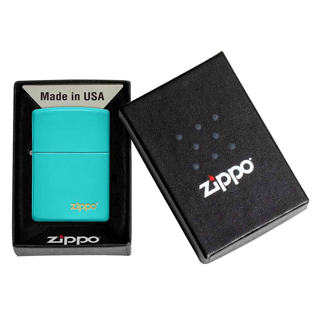 Encendedor Zippo Lighter Flat Turquoise Logo Turquesa
