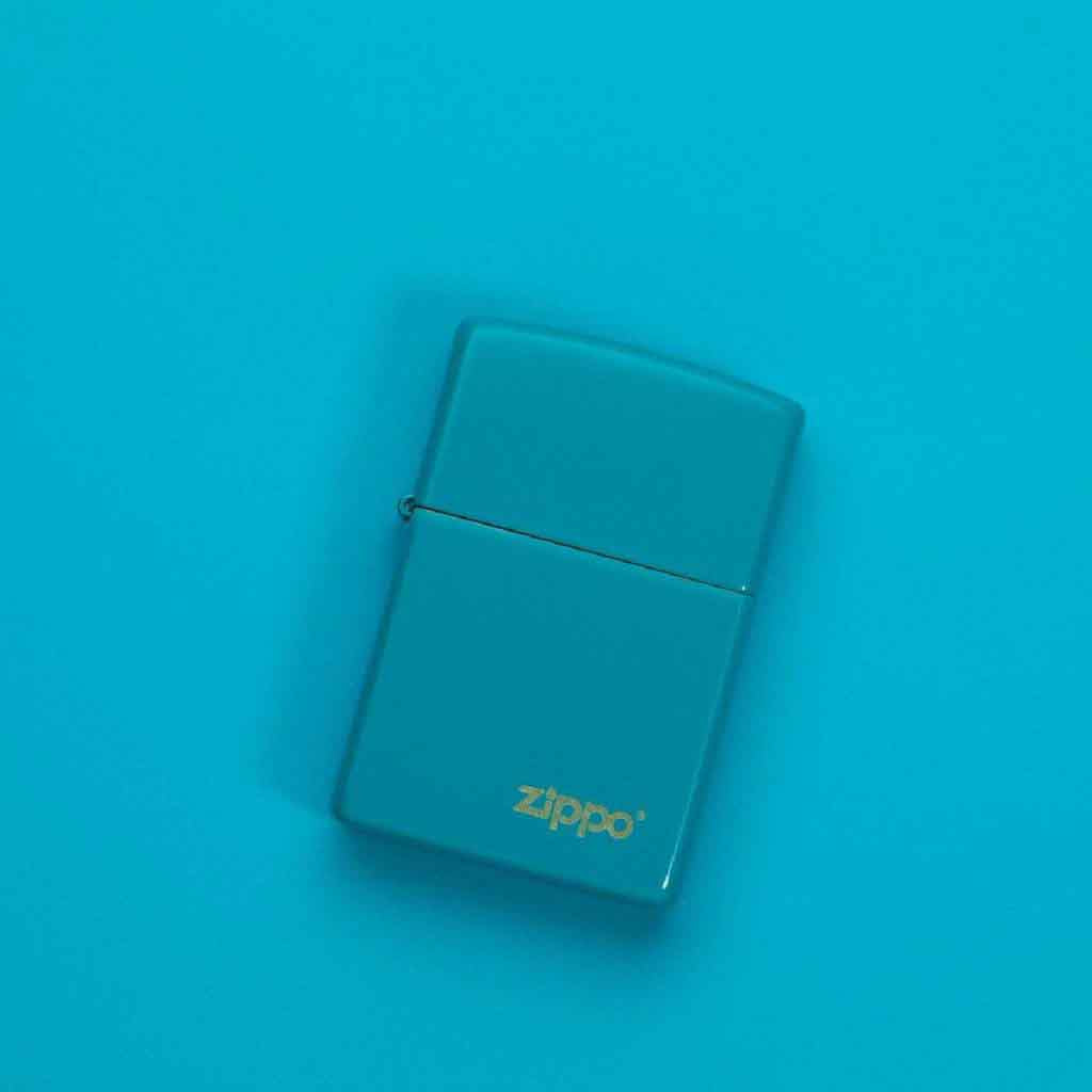 Encendedor Zippo Lighter Flat Turquoise Logo Turquesa