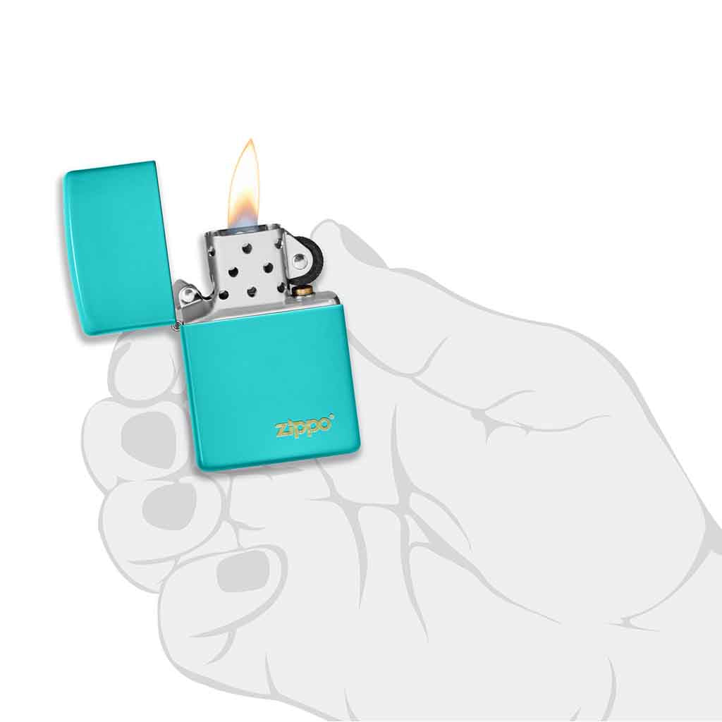 Encendedor Zippo Lighter Flat Turquoise Logo Turquesa