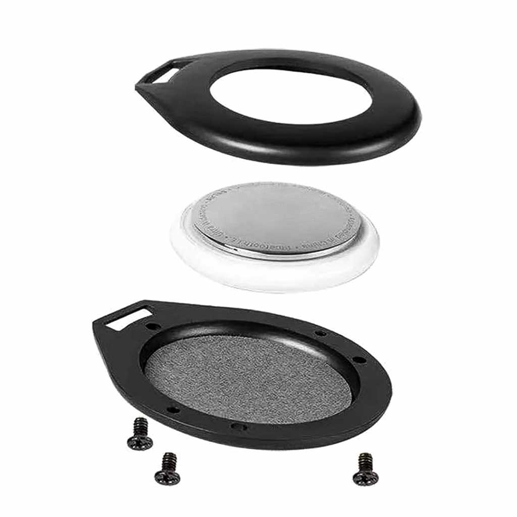 Llavero Porta Airtag Cuero y Metal Negro