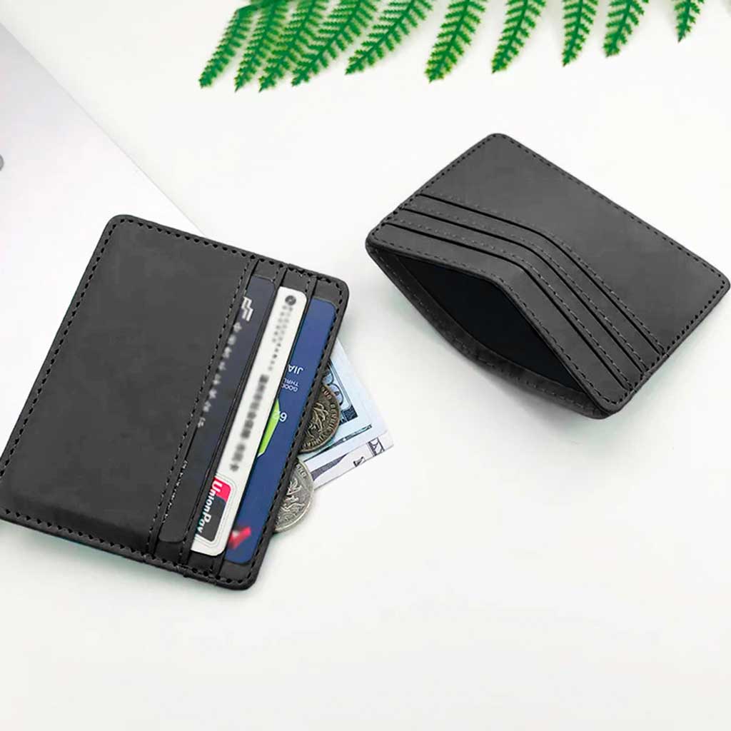 Tarjetero de Cuero PU Negro Sencillo