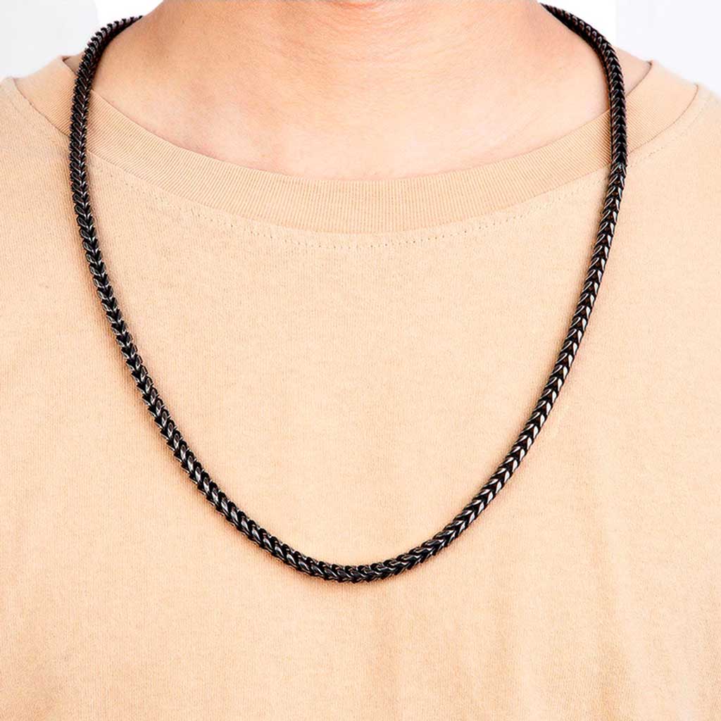 Cadena Eslabones Acero Envejecido 5 mm Broche a Presión