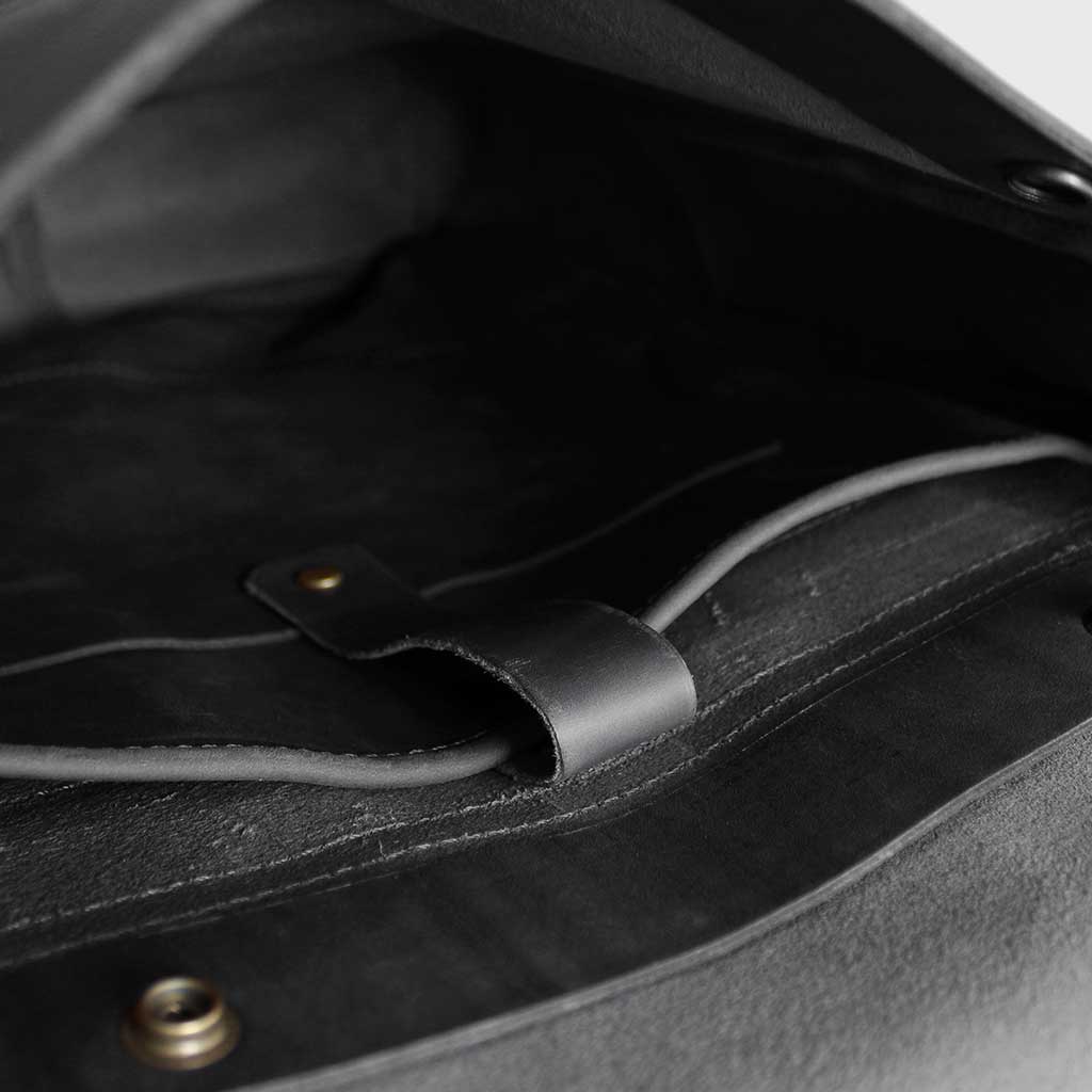 Mochila Hombre Mujer Mochila Negra Cuero con Hebillas