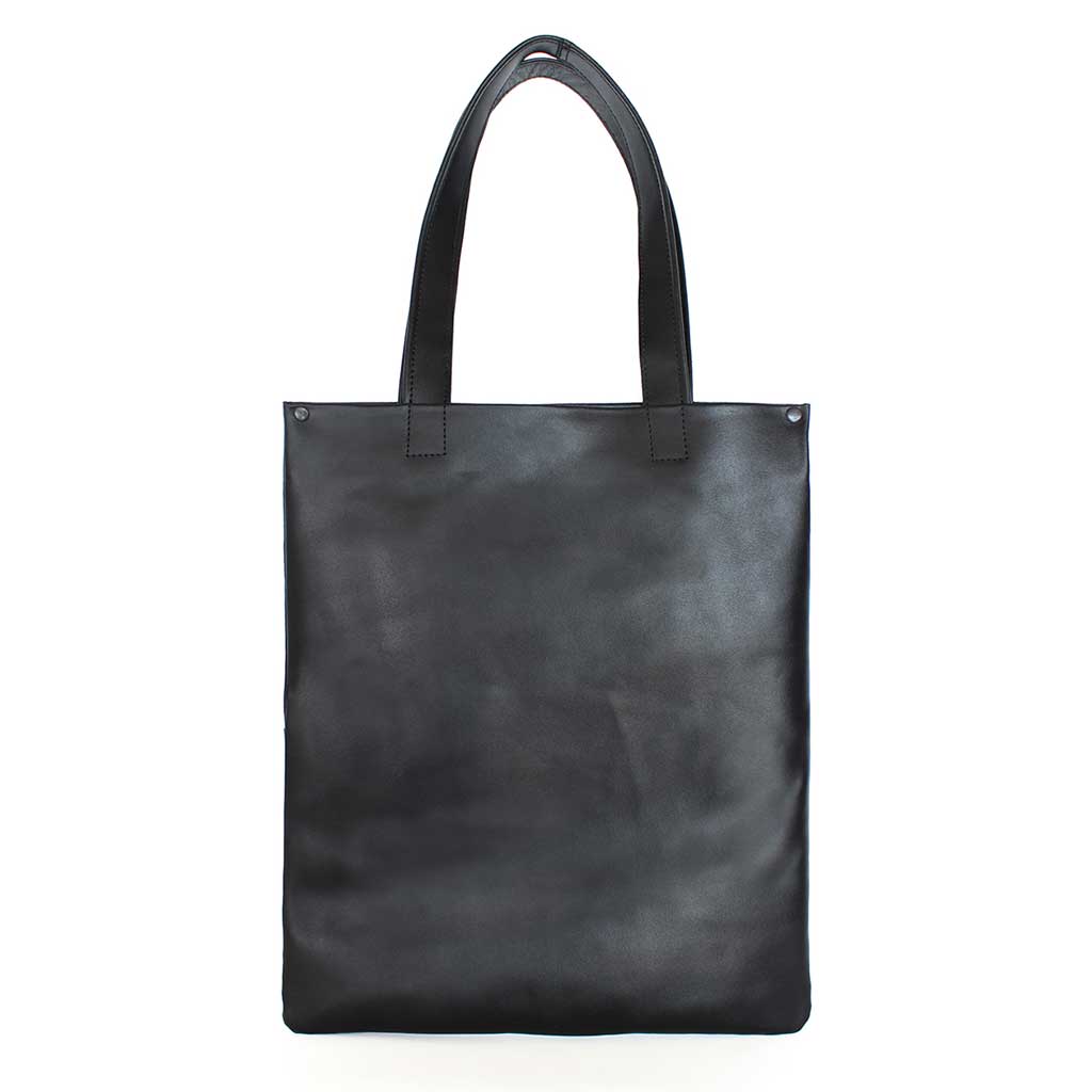 Bolso Tote Bag Cuero Natural Negro