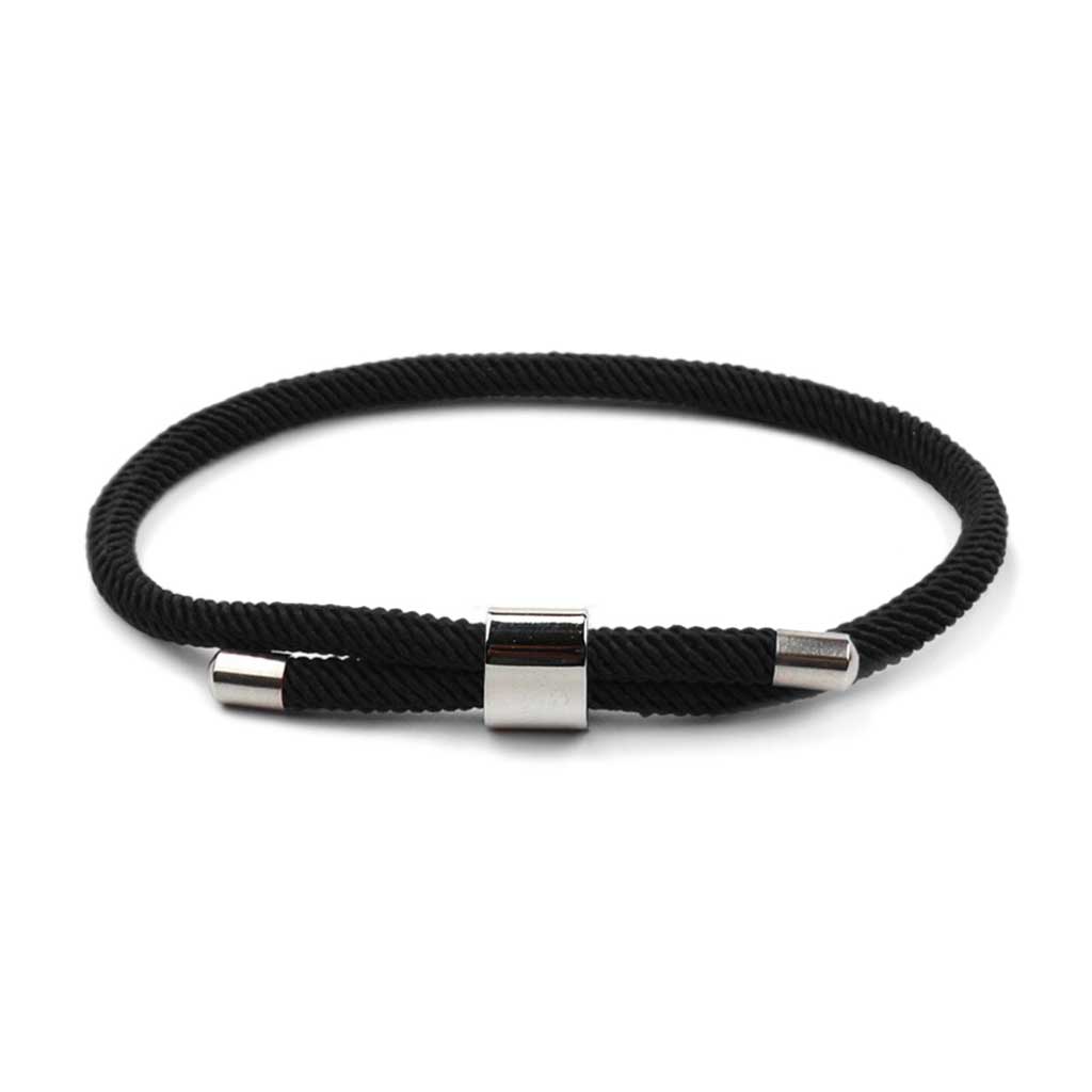 Pulsera cordón negro ajustable con dije acero