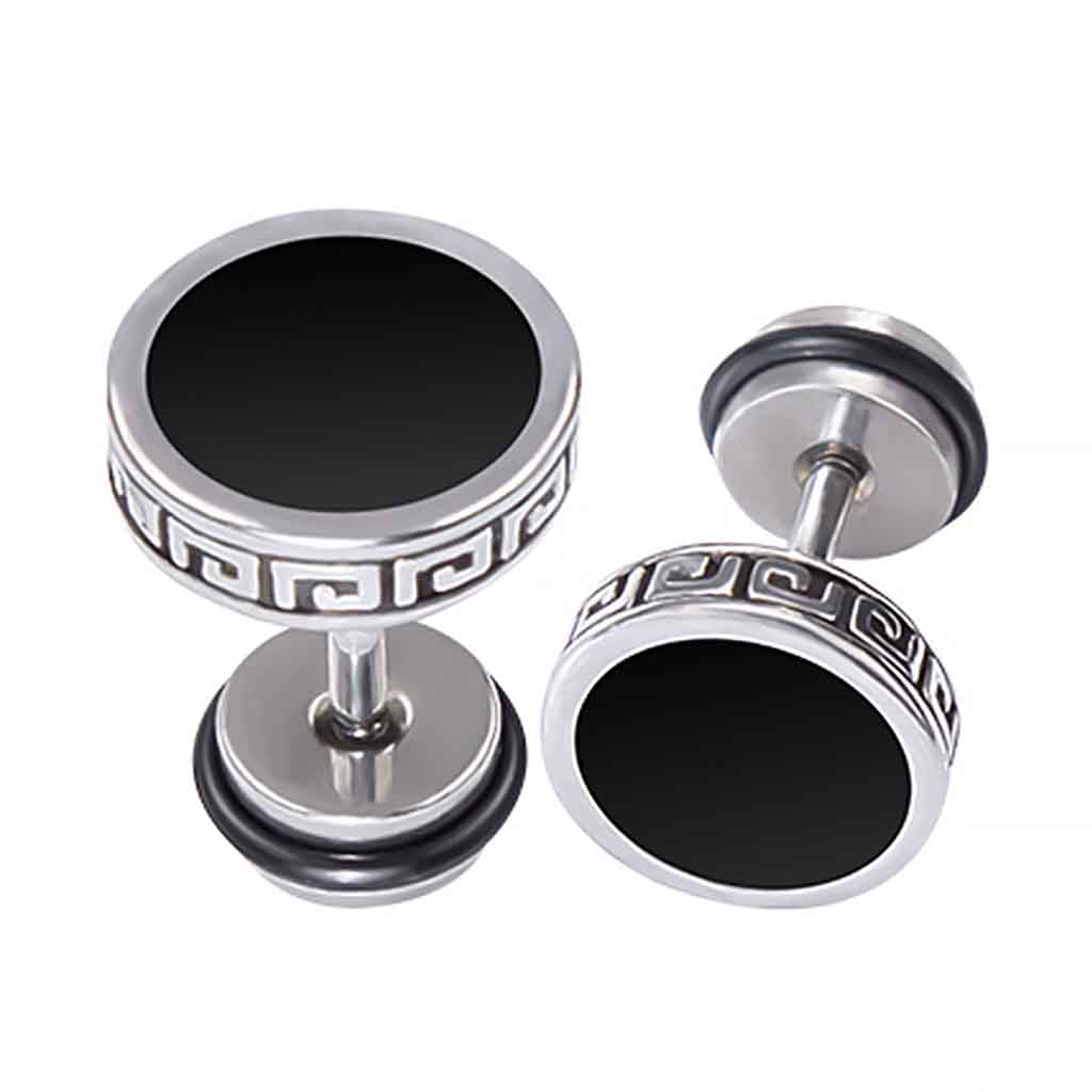 Aros Acero Tunel Hombre Mujer Con Borde Romano