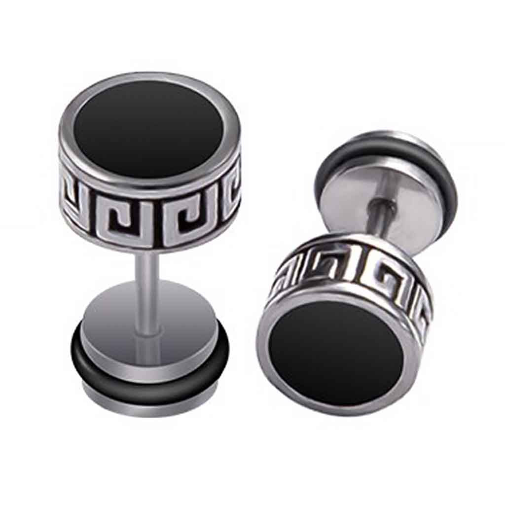 Aros Acero Tunel Hombre Mujer Con Borde Romano