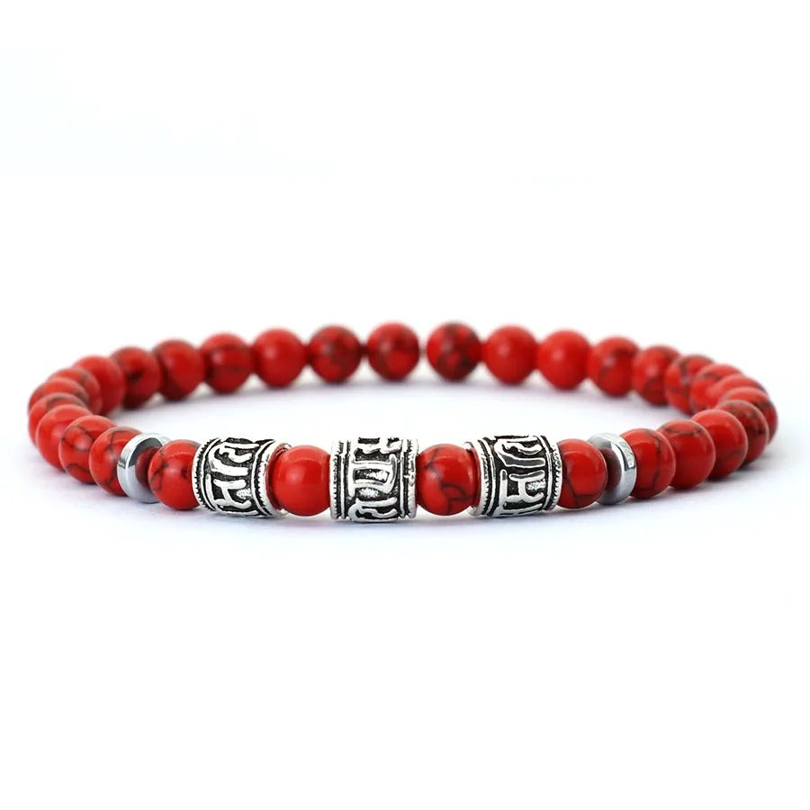 Pulsera Elástica Millam Energética Roja De Howlita