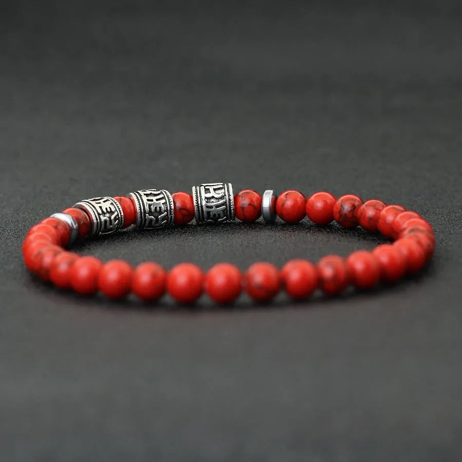 Pulsera Elástica Millam Energética Roja De Howlita