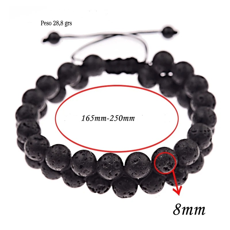 Pulsera Doble Piedras Naturales Ojo de Tigre Ónix Volcánica