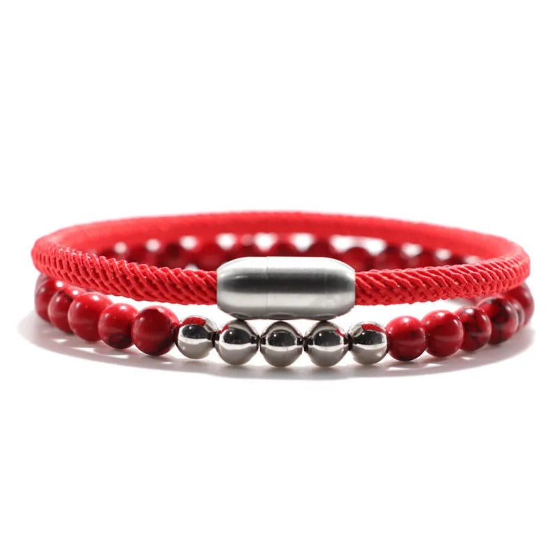 Pulsera magnética de hilo rojo y piedra de la suerte