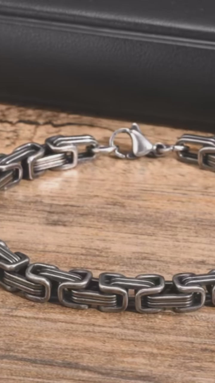 Pulsera De Cadena De Eslabones De Acero Inoxidable Antiguo