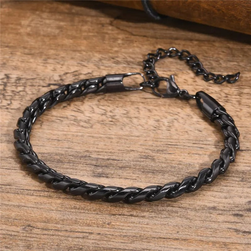 Pulsera De Cadena De Eslabones De Acero Inoxidable Antiguo