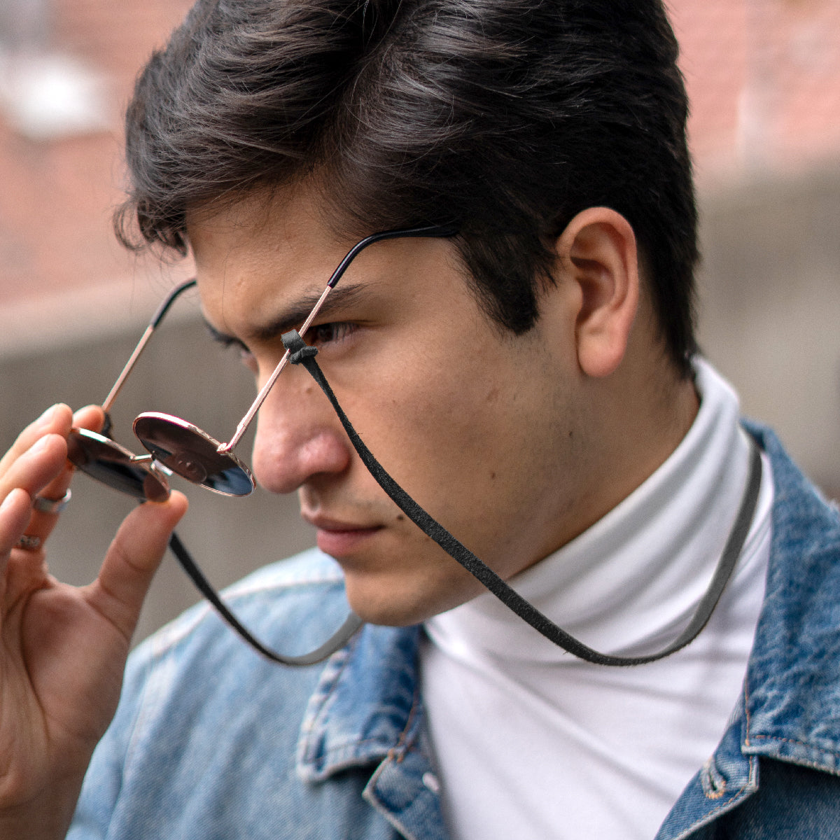 Pack Cinturon Cuero y Billetera Hombre + Strap Lentes Negro