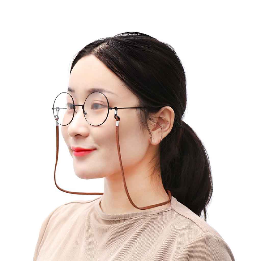 Strap Cuero Café Sujetador de Lentes de Sol Anteojos