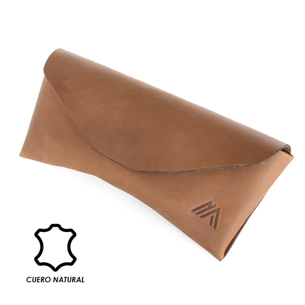 Estuche para Lentes Funda Cuero Natural Café