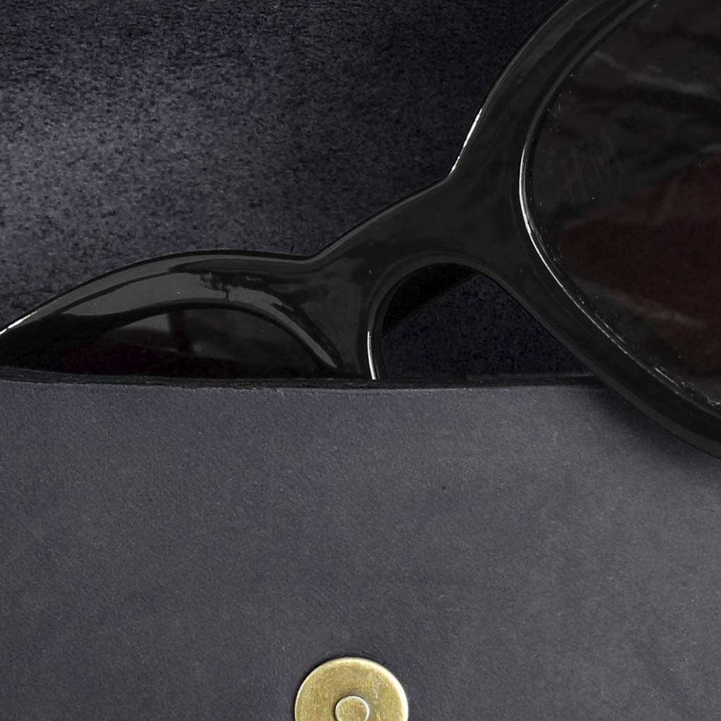 Funda Estuche Cuero Natural Negro para Lentes