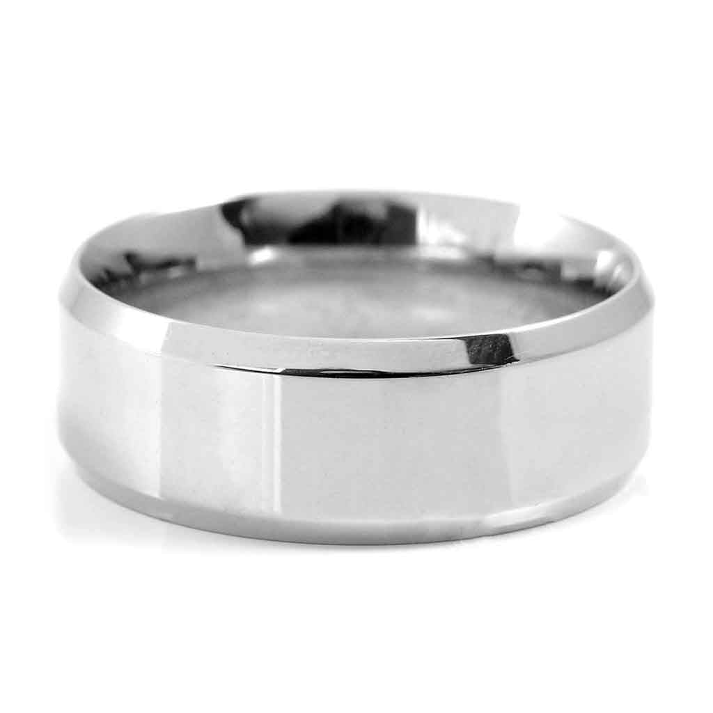 Anillos Hombre Mujer Acero Biselado Color Plata