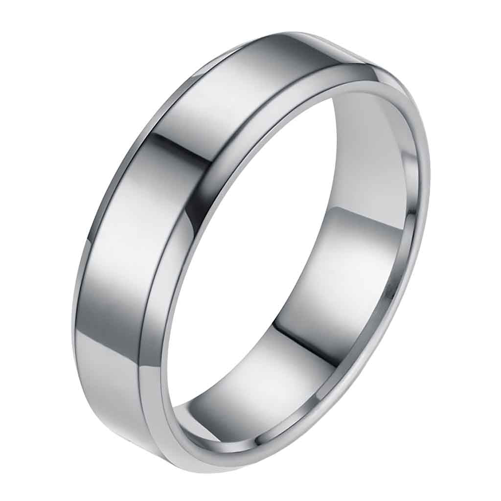 Anillos Hombre Mujer Acero Biselado Color Plata