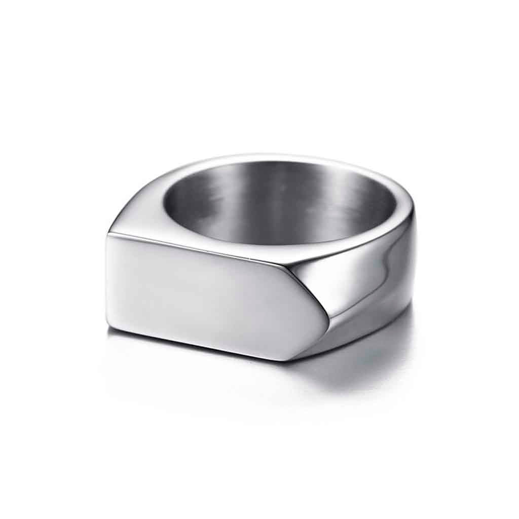 Anillos Hombre Plata de Acero Sello Plano Flecha