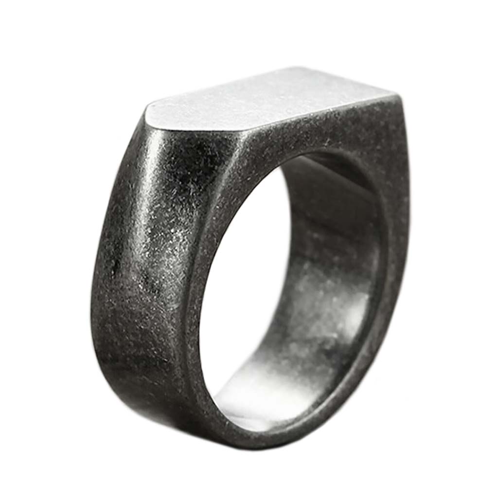Anillos Hombre Plateado Envejecido Plano Sello Flecha