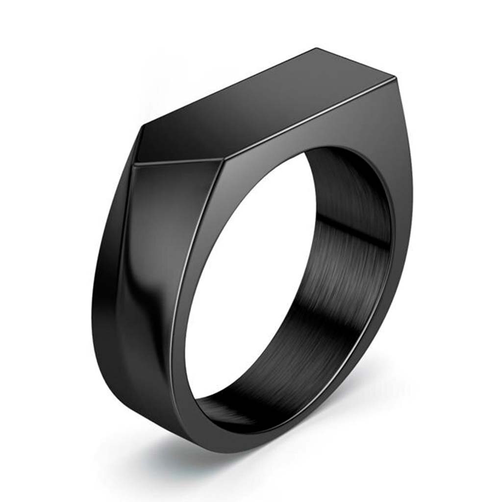 Anillos de Hombre Anillos de Acero Negro Plano Sello Flecha