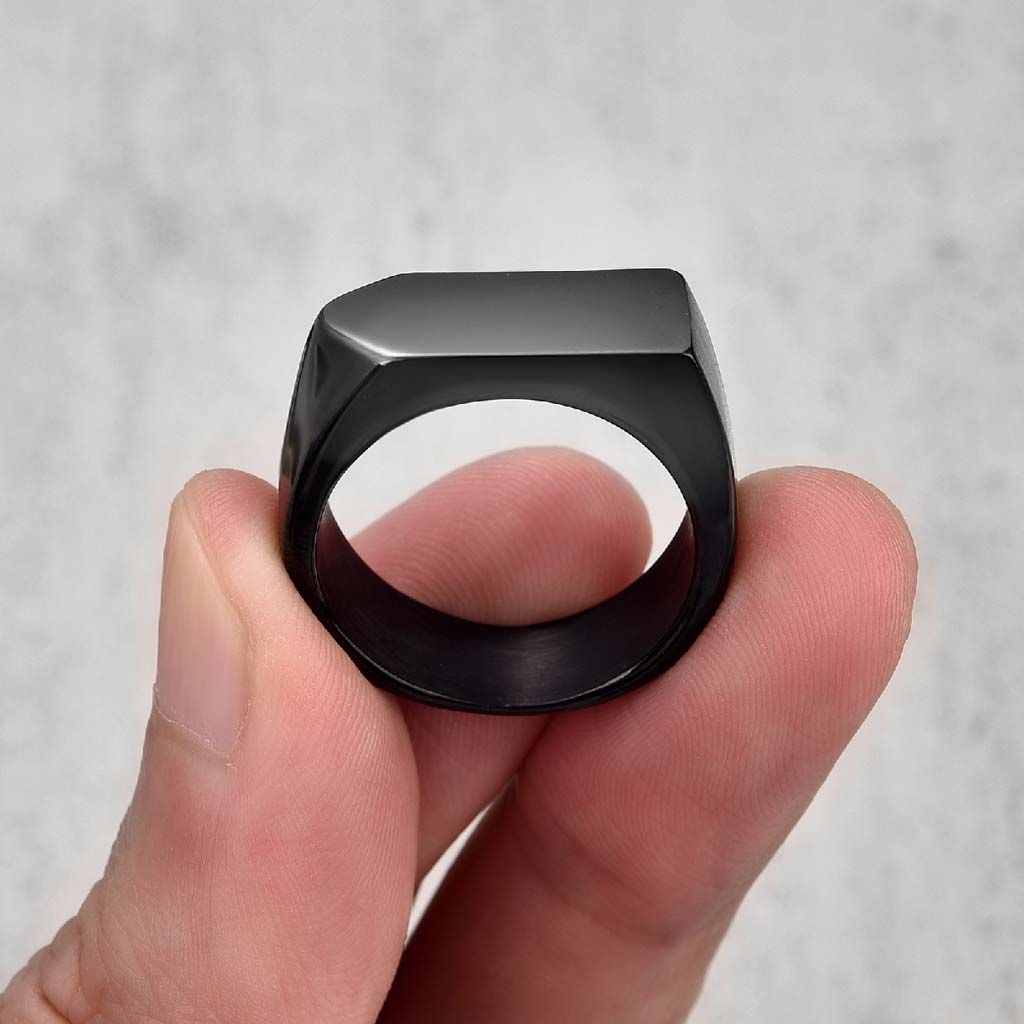 Anillos de Hombre Anillos de Acero Negro Plano Sello Flecha