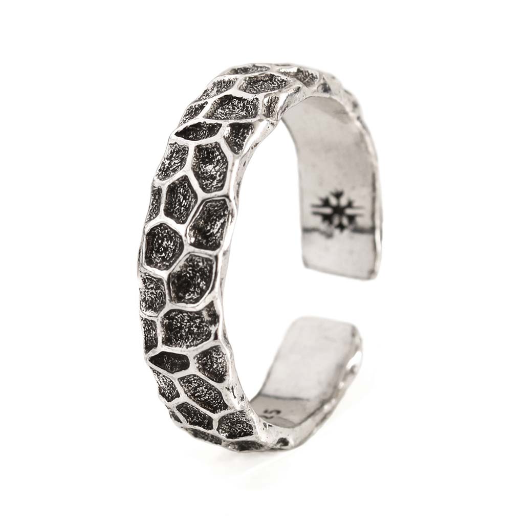 Anillo de Hombre Ajustable con Textura Piedra Envejecido