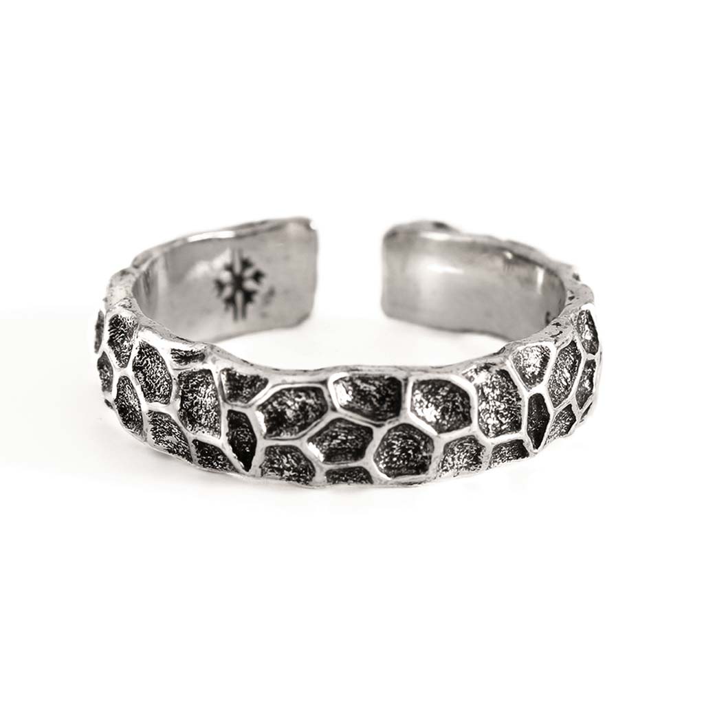 Anillo de Hombre Ajustable con Textura Piedra Envejecido