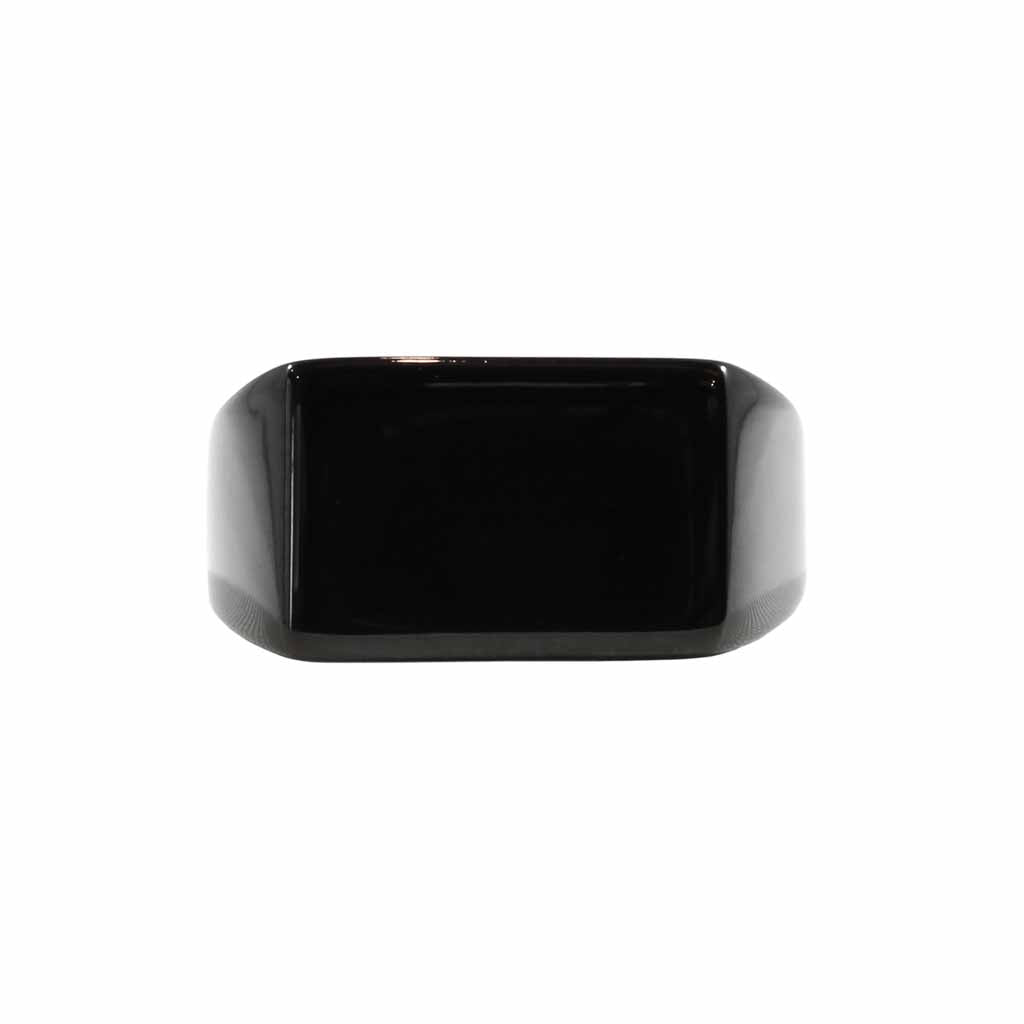 Anillo Hombre Plano tipo Sello Rectangular Negro