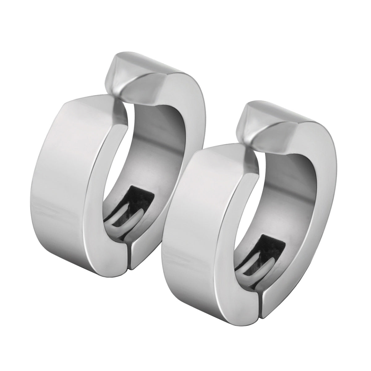 Pack 2 Pares Aros Argollas a Presión Plateadas y Negras