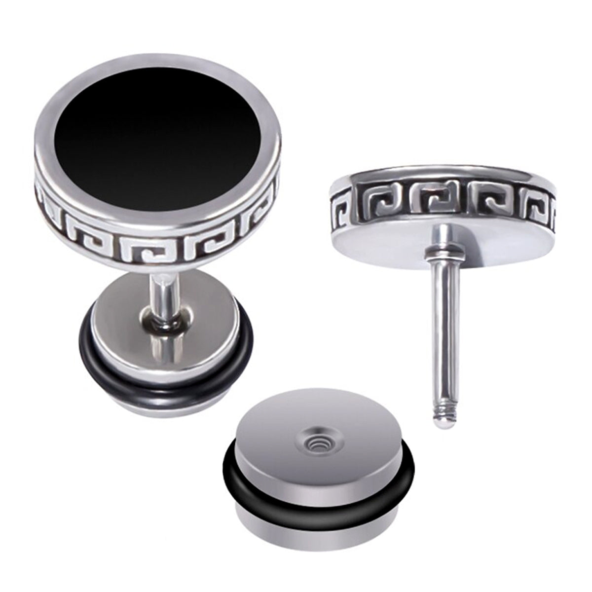 Aros Acero Tunel Hombre Mujer Con Borde Romano