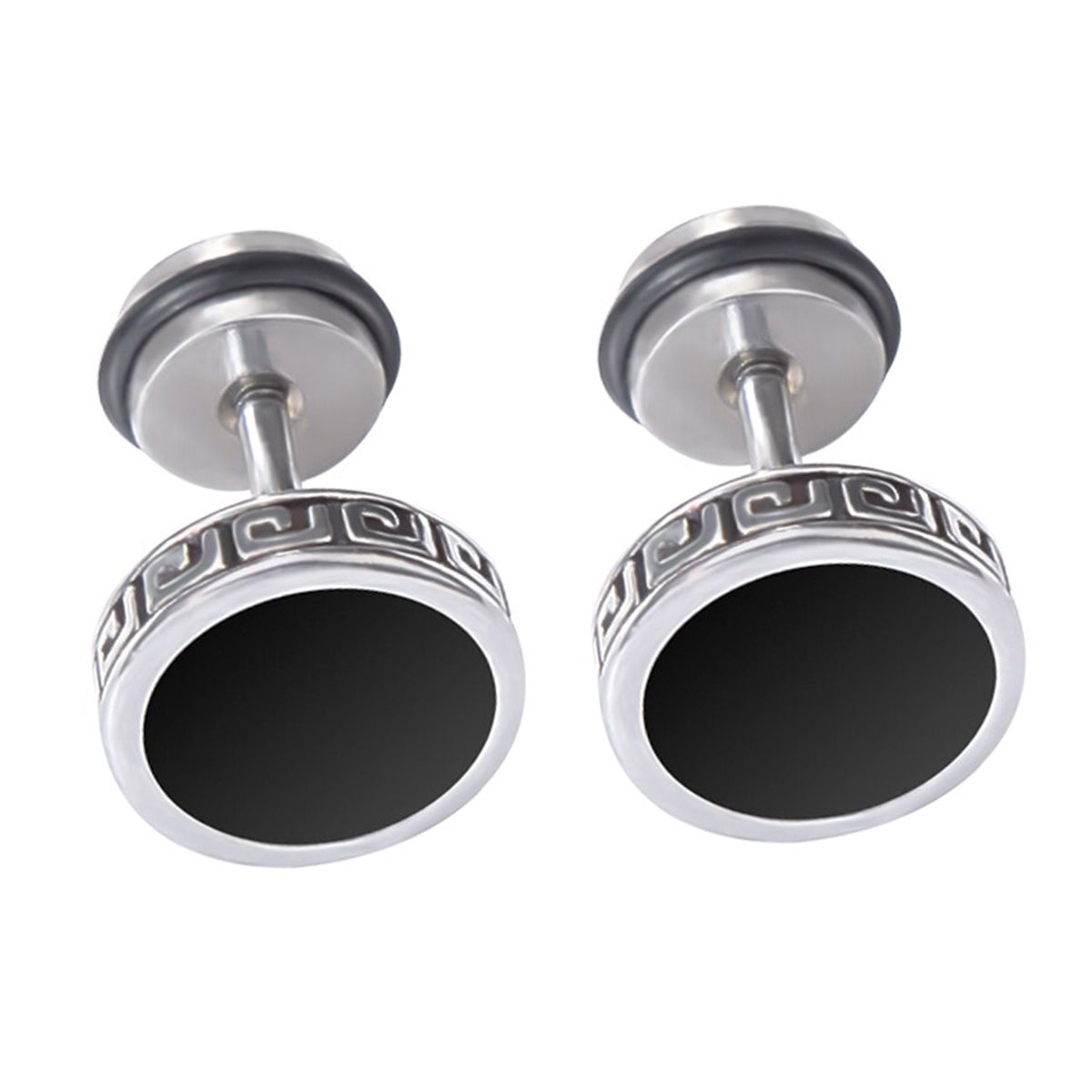 Aros Acero Tunel Hombre Mujer Con Borde Romano