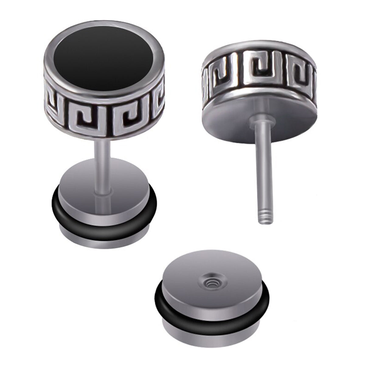 Aros Acero Tunel Hombre Mujer Con Borde Romano