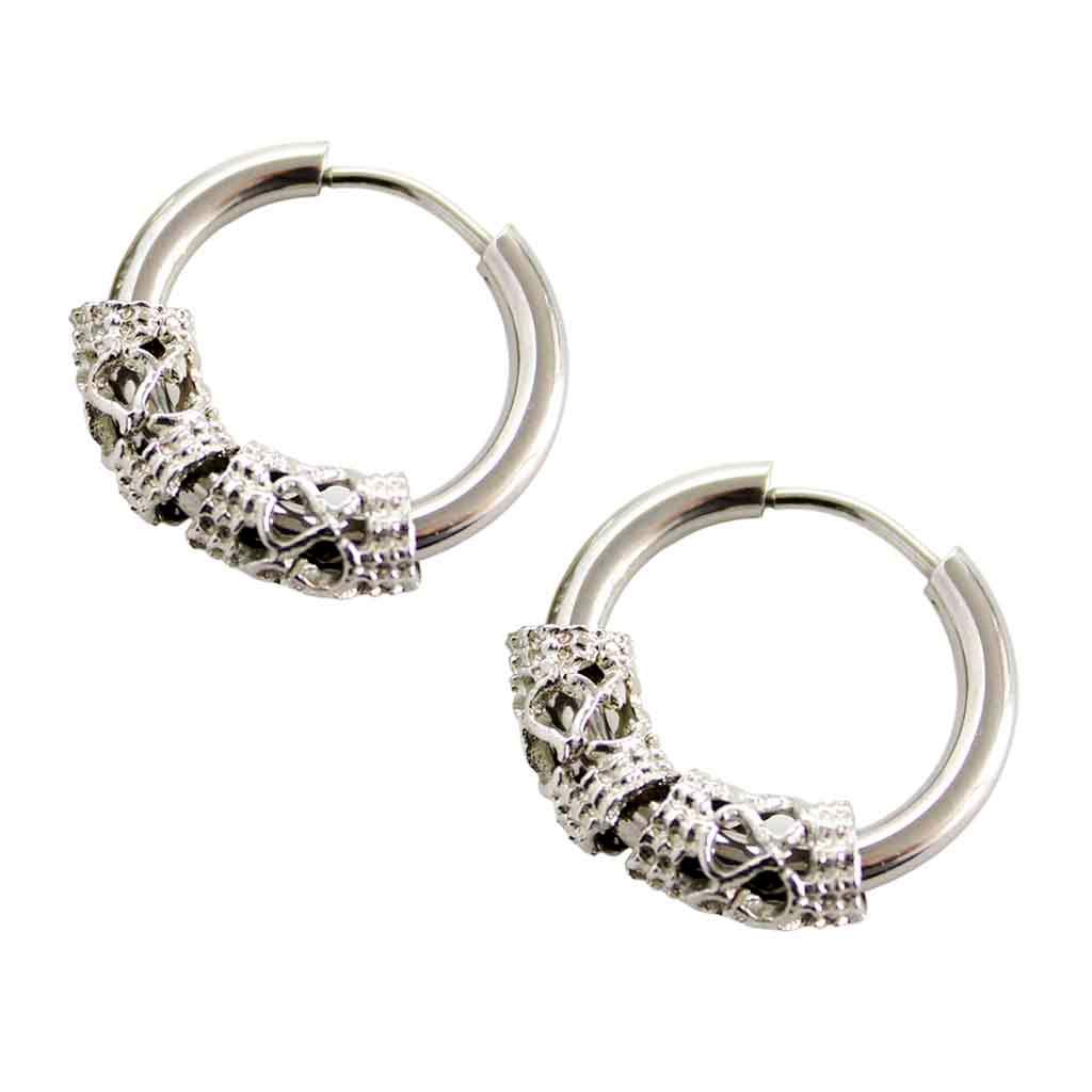 Aros Piercing Acero Quirúrgico Plateado con Dijes