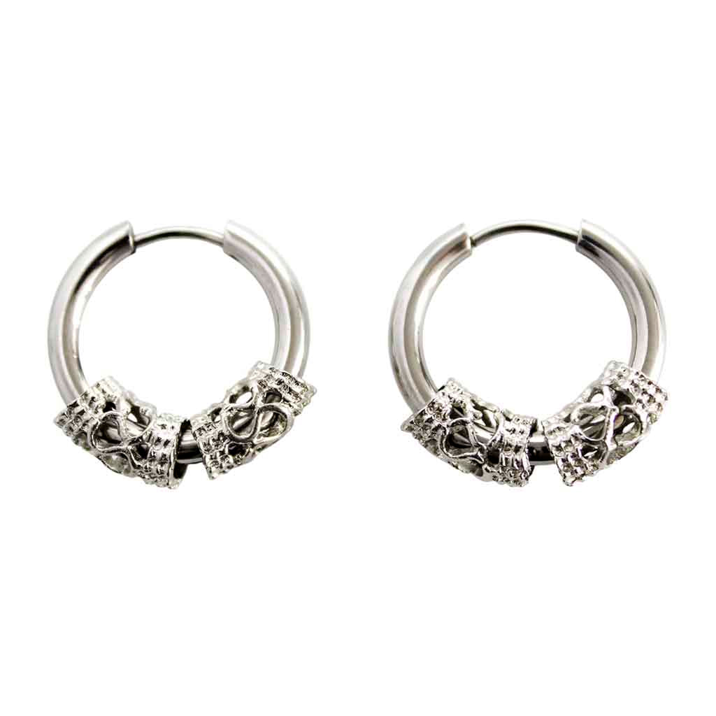 Aros Piercing Acero Quirúrgico Plateado con Dijes