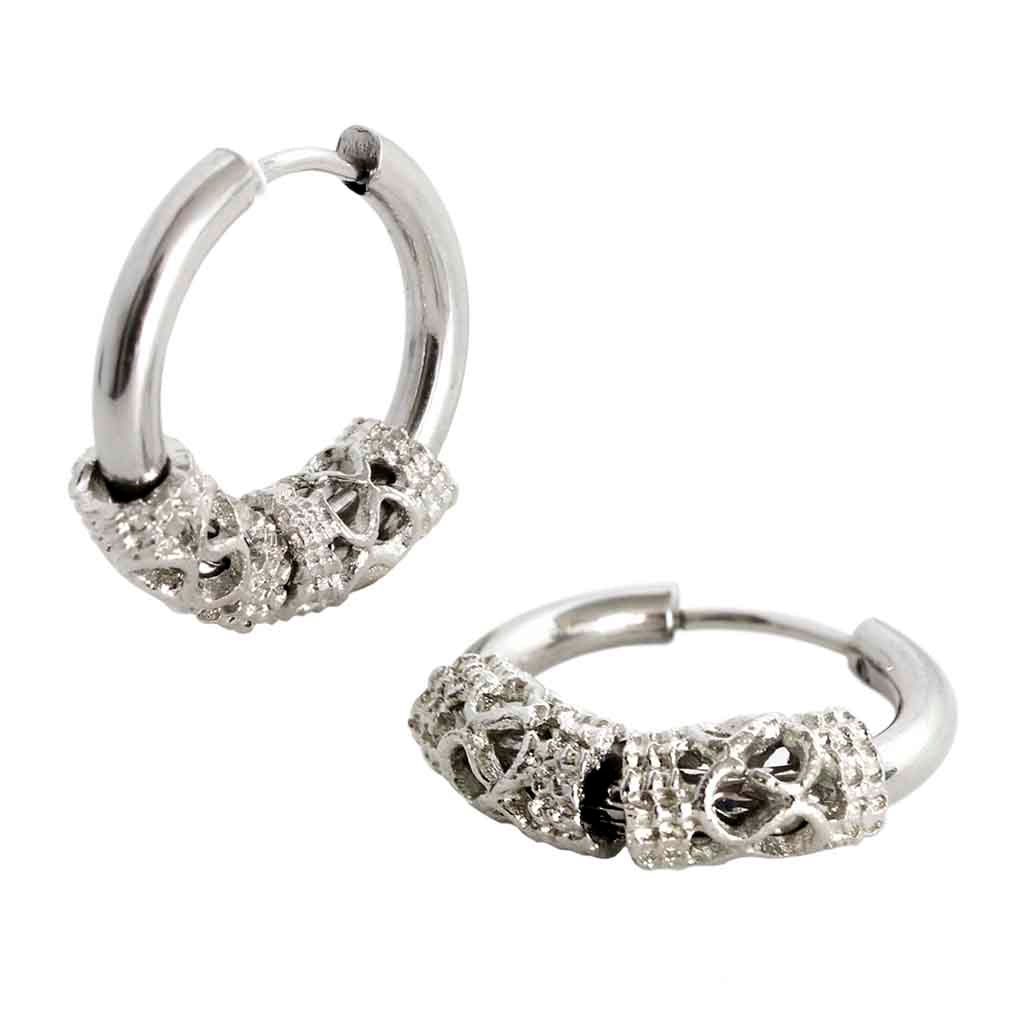 Aros Piercing Acero Quirúrgico Plateado con Dijes