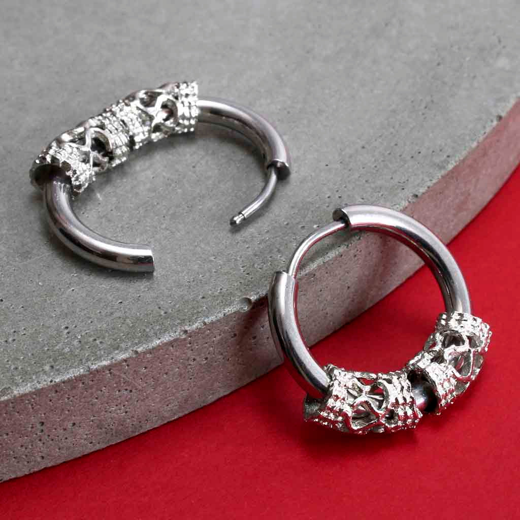 Aros Piercing Acero Quirúrgico Plateado con Dijes