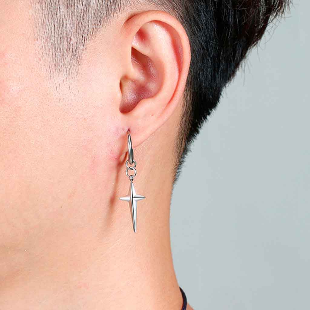 Aro Hombre Mujer Argolla Acero Estrella Solitario Plateado