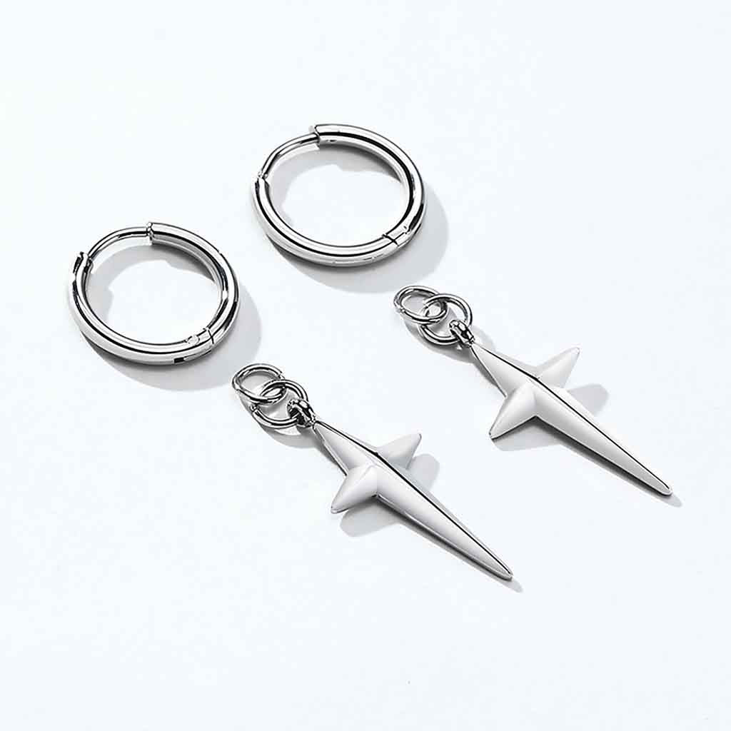 Aro Hombre Mujer Argolla Acero Estrella Solitario Plateado