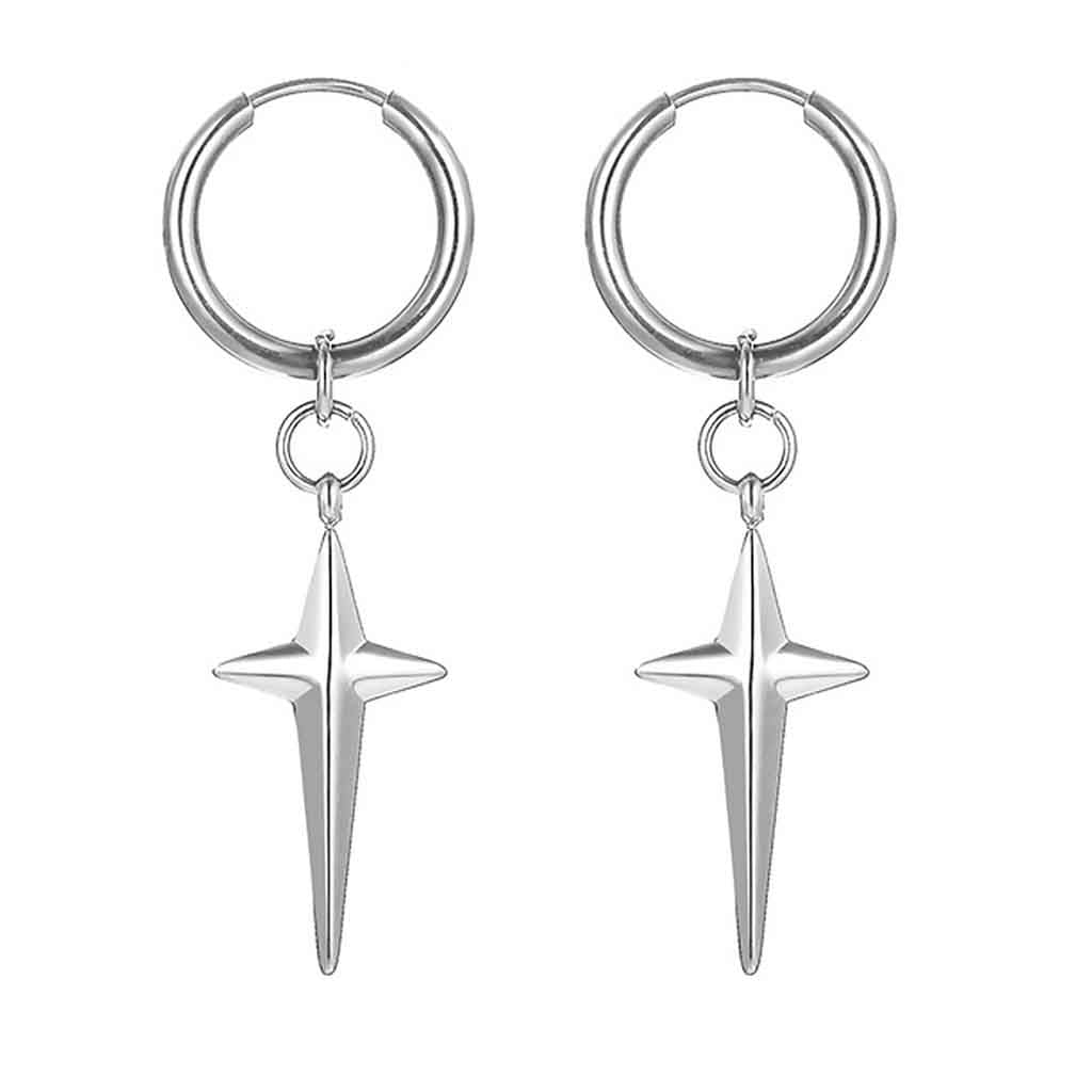 Aro Hombre Mujer Argolla Acero Estrella Solitario Plateado