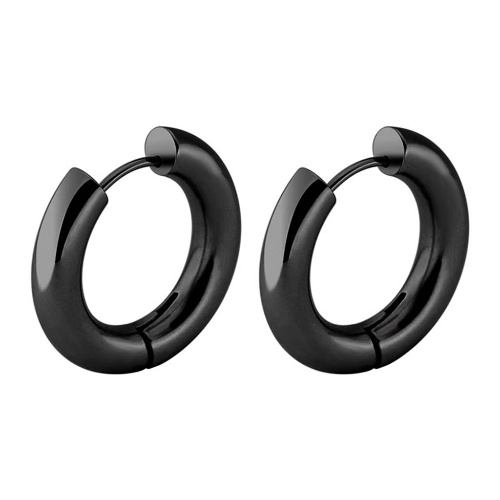 Aros de Hombre Aros Argolla Mujer Aros Grandes Acero Negro