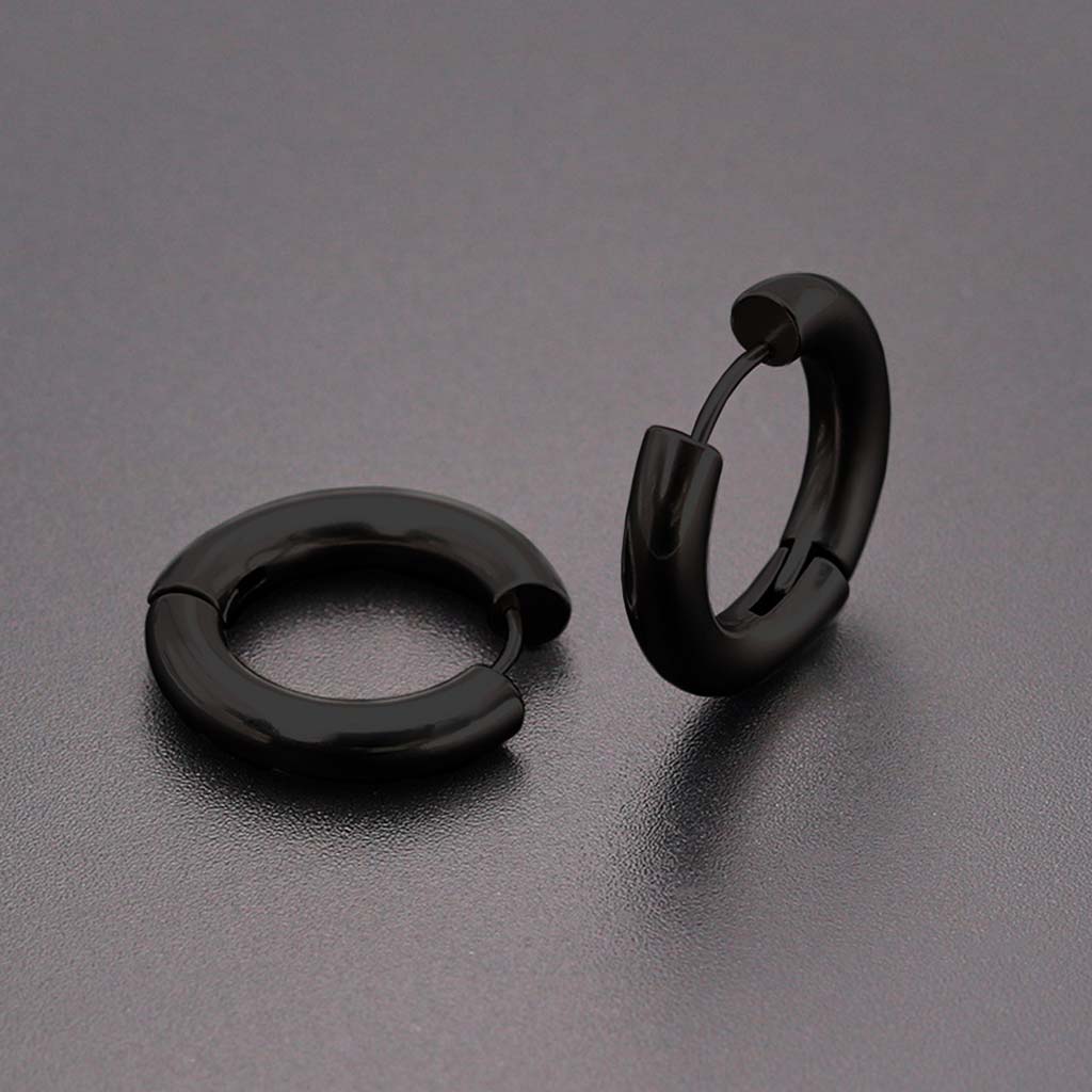 Aros de Hombre Aros Argolla Mujer Aros Grandes Acero Negro