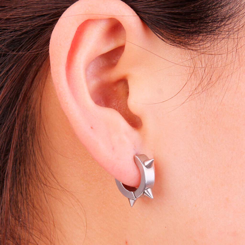 Aros de Hombre Mujer Aros Plata Acero Piercing Falso Espinas