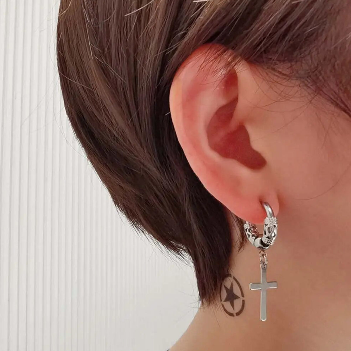 Pack 5 Aros Argollas Colgantes Varios Acero Plata y Negro