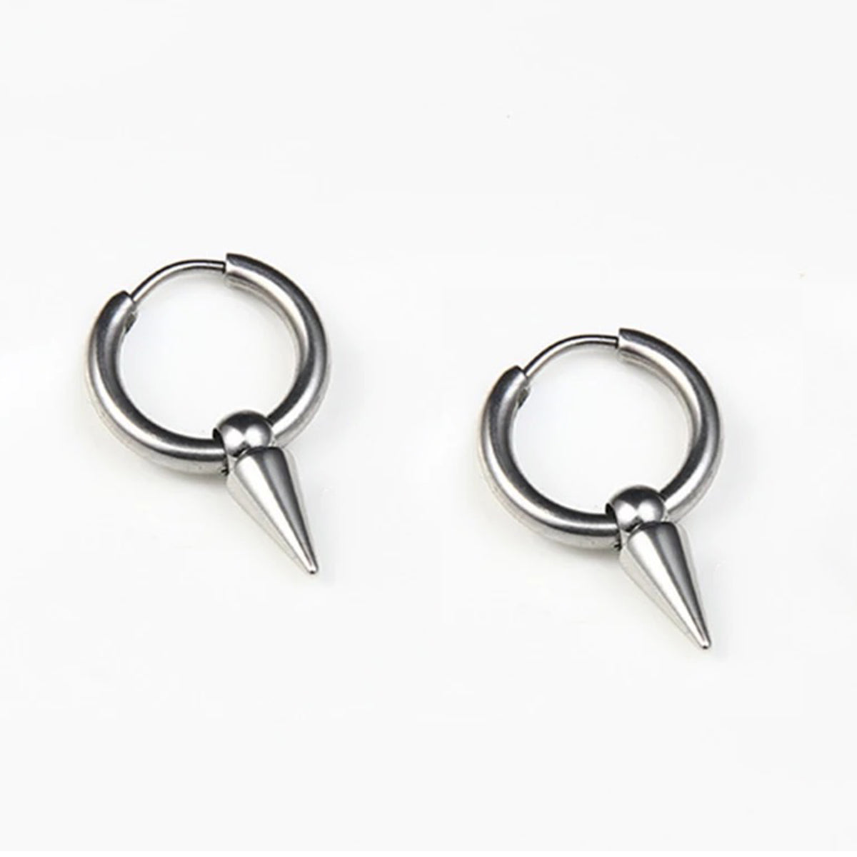 Pack 2 pares argollas aros espina acero color negro plata