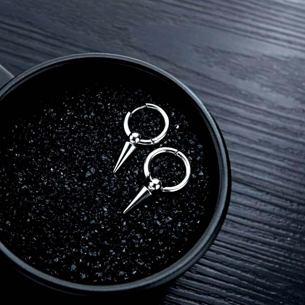 Aros Argollas Puya Espina Cono Colgante Plateado